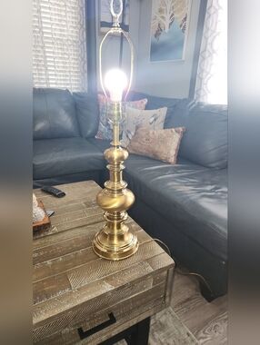 Vintage MCM Brass Leviton Lamp. Heavy 31",  9 Lbs. See Pics With Tarnishing.